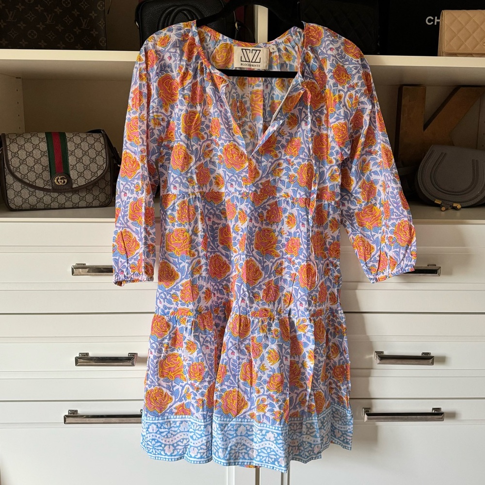 SZ Blockprint Dress Coverup Small NWT